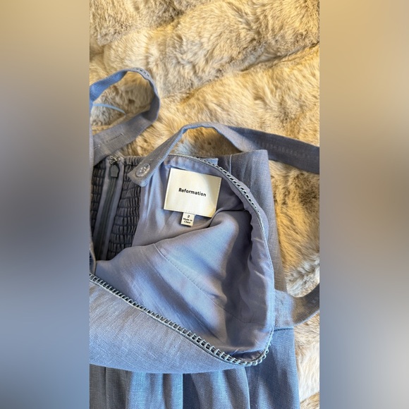 Reformation Everett Linen Dress in Cornflower.Brand new without tags,never worn. - Picture 13 of 16